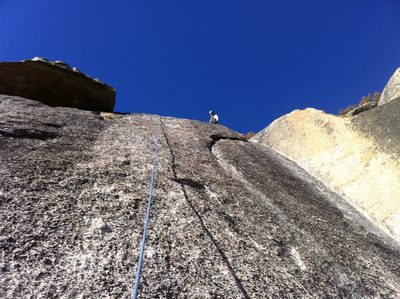 On top. Looking back down. Short but fun climb.