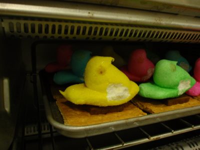 An army of peeps march to their toasty smeempy death in...