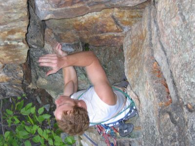 Mike getting over the second chin on Double Chin (5.5).