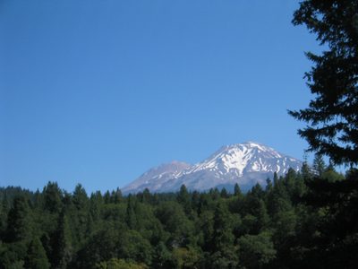 Mt. Shasta as viewed from the hotel in Dunsmuir.