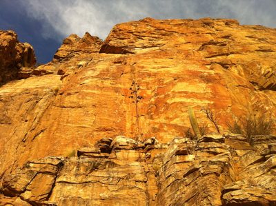 It's easy to climb up to this ledge and then there are...