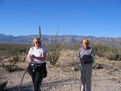 Mom and Dad resting on the hike back.