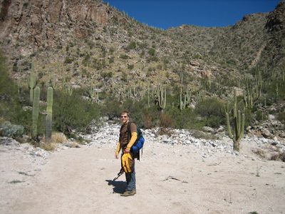 John, starting the approach hike to Left Hand Wall at...