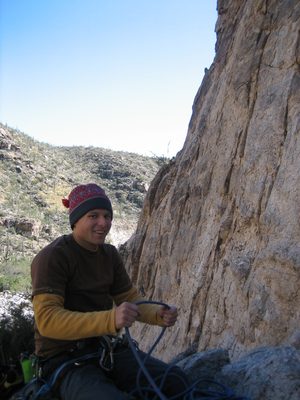 John sorting the rope.