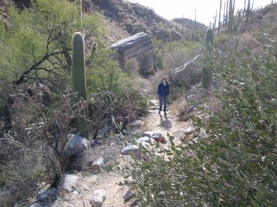 Mel coming up the trail.