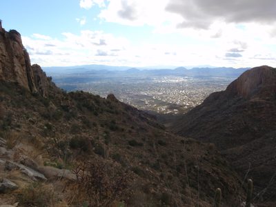 Looking back down the canyon at Tucson.