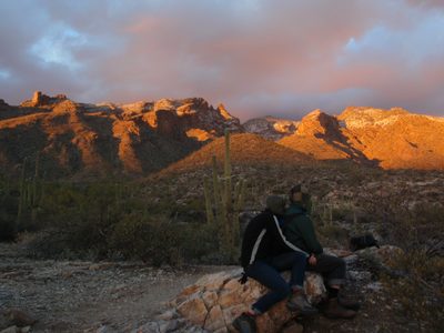 Emily and Peter watching the alpen glow.