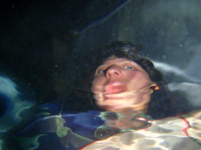 Mel in the hot tub.
