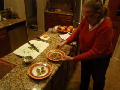 Plating the final product.