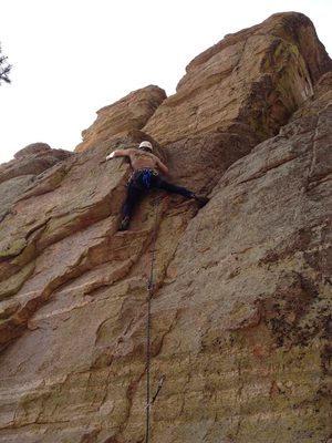 John making a big reach left on Ego Donor (5.9).