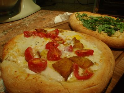 This pizza I called my breakfast pizza: mozzarella...
