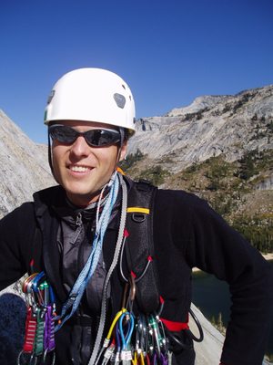 John at the top of pitch 2 of Western Country, Tenaya...