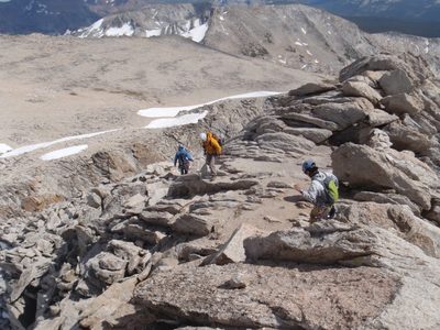 Walking off the summit.