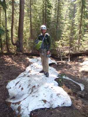 Still some snow in the woods in mid-August.