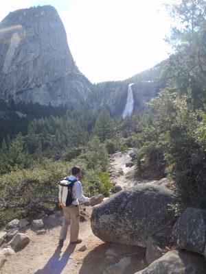 Jay hiking the John Muir trail down to the Valley.