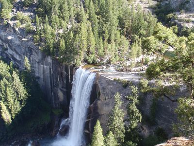 View of Vernal Falls from a great lookout on a connector...