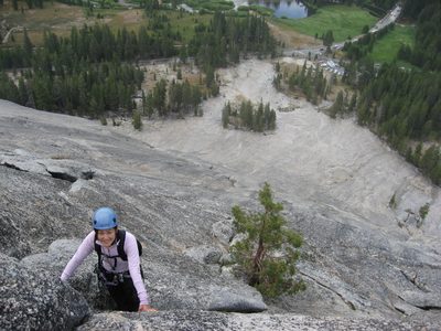 Monica takes a rest. A few other things about this climb...