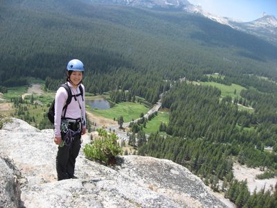 We reached a nice flat ledge with a view. Tuolumne...