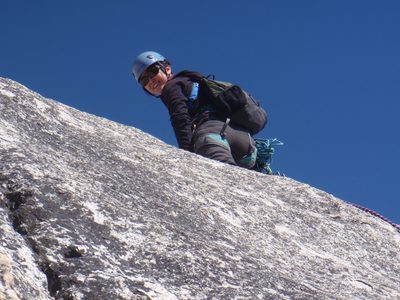 Monica on lead on the fourth pitch of DAFF Dome.