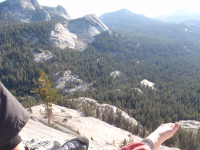 Monica and I resting our weary feet on a comfy ledge...