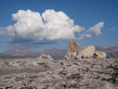 Natural bridge rock cairn at the top of DAFF Dome....
