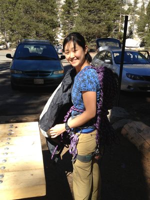 Monica, racking up in the parking lot at the east end of...