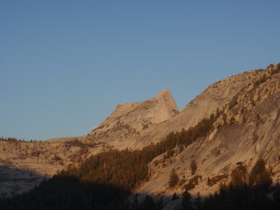 Cathedral Peak catching the evening light.