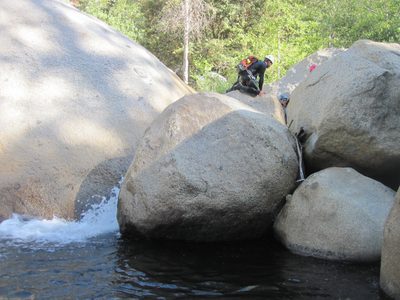 Colin, scouting a way down.