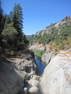 View downstream from our lunch spot. When we woke up...