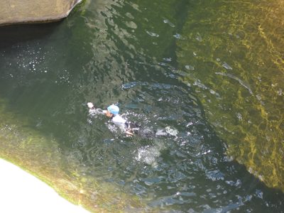Tracy swimming.