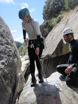 Tracy goes on rappel.