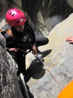 Aditi starting the second rappel.