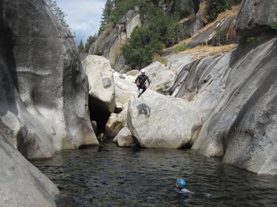 Ben jumping off something or other.