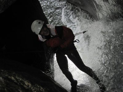Jill on rappel.