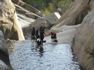 Here is a water slide that leads us out of the last of...