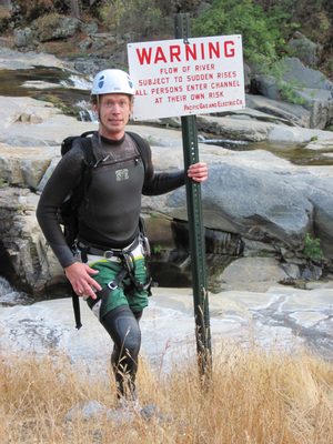 Ben posing with PG&E's release of liability sign.