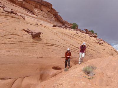 Joel and Turtle, hiking around some obstacles. 
