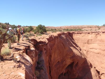 Almost back to the car: the crew gazes into the maw...