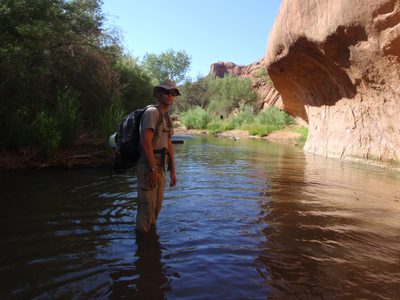 Andy, cooling his heels in the Escalante River.