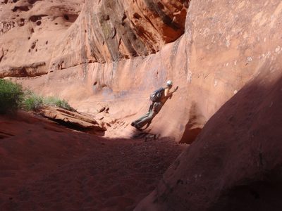 Andy does his best to warm up by lying on a sunny rock wall.