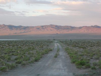UFO territory. One of many dry valleys with dry lake beds.