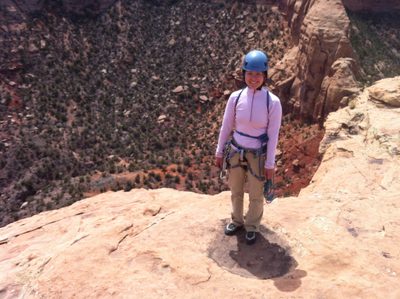 Monica, standing in a pothole. A few actually had water...