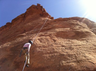2 ropes tied together brought us back to the base of...