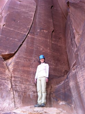 Monica and the base of a couple splitter hand cracks.