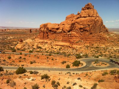 View of the parking/viewing area for Owl Rock from the...