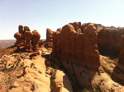 Strange formations looking similar to Owl Rock to the Southeast.