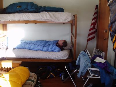 John, catching some extra Zs, well after sunrise.