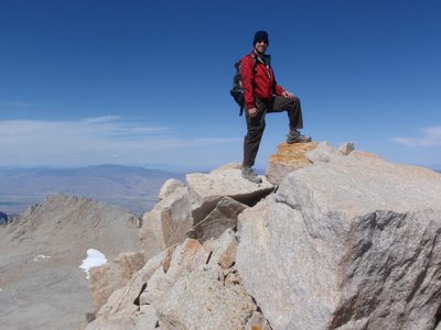 On top of the world: Joel on the summit block of the...