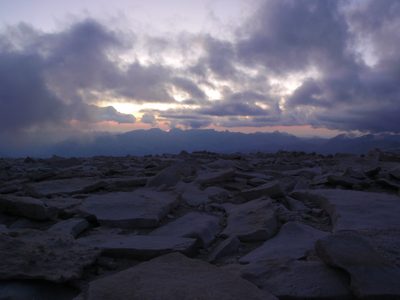 A beautiful Sierra sunset as seen from the summit of Mt....