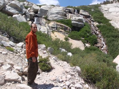 Joel, with the North Fork of Lone Pine Creek in the...